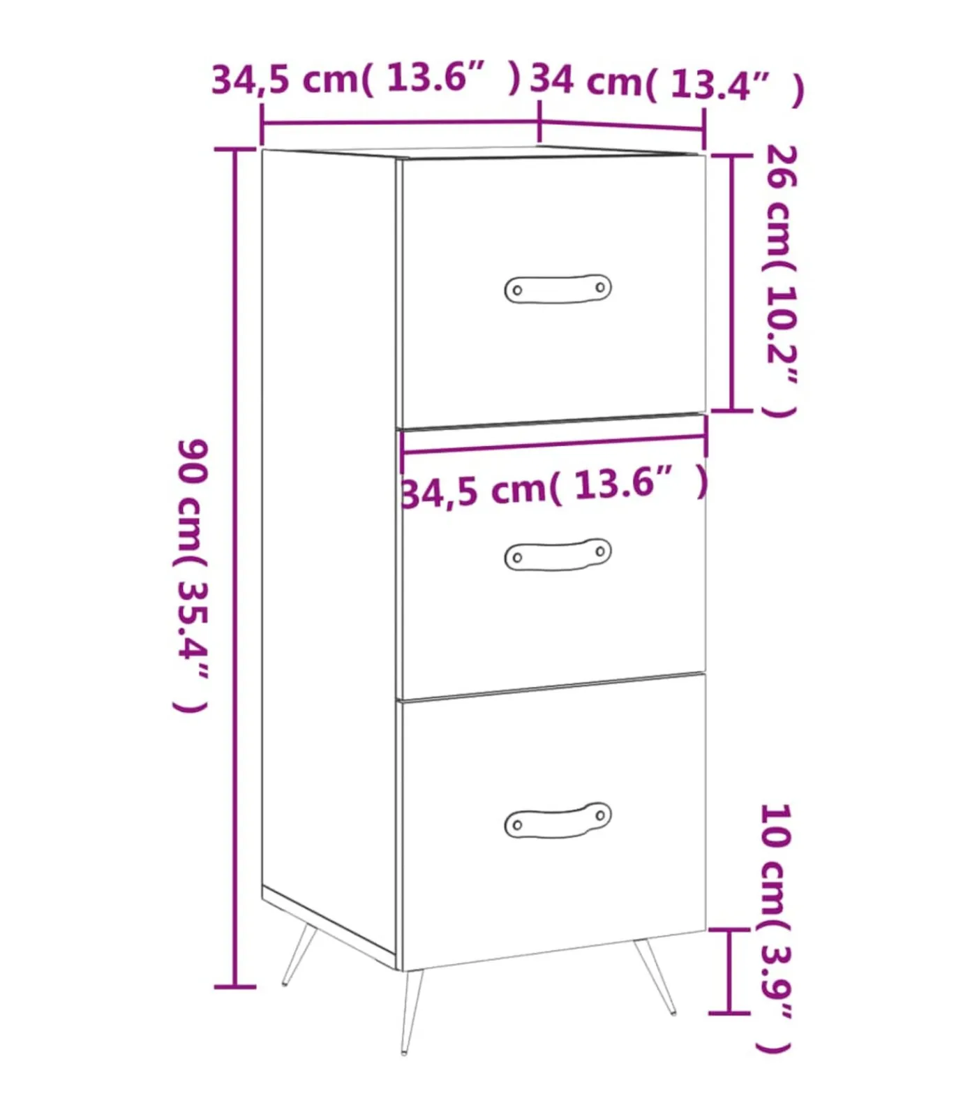 Outlet Dressoir 34,5x34x90 cm bewerkt hout grijs sonoma eikenkleurig Meubels