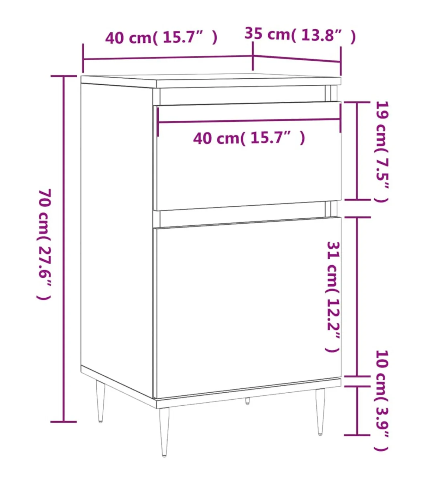 Outlet Dressoir 40x35x70 cm bewerkt hout gerookt eikenkleurig Meubels