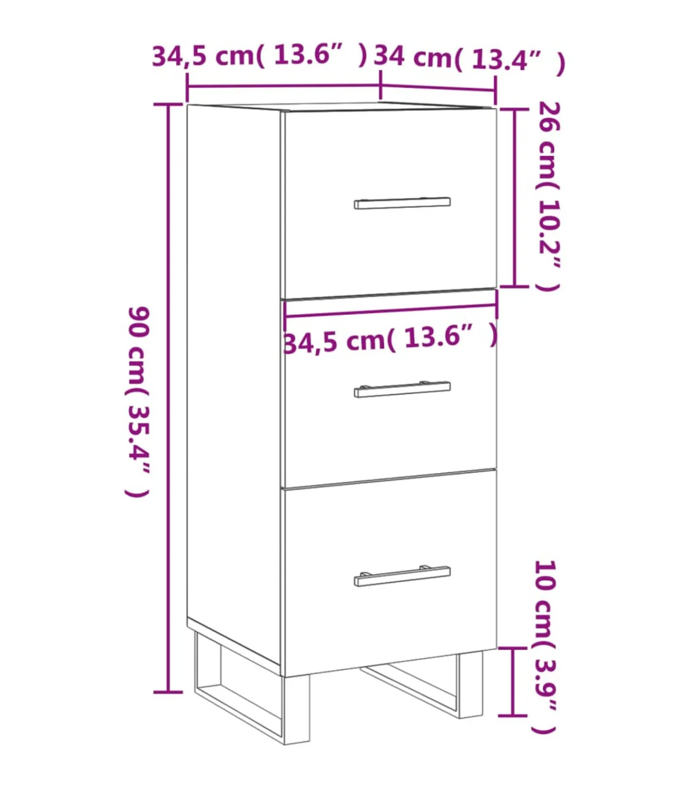 Sale Dressoir 34,5x34x90 cm bewerkt hout wit Meubels