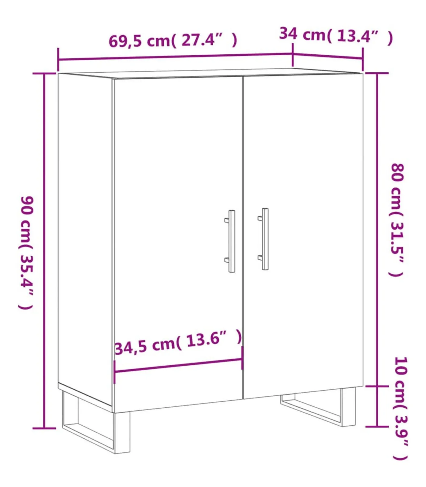 Best Dressoir 69,5x34x90 cm bewerkt hout gerookt eikenkleurig Meubels
