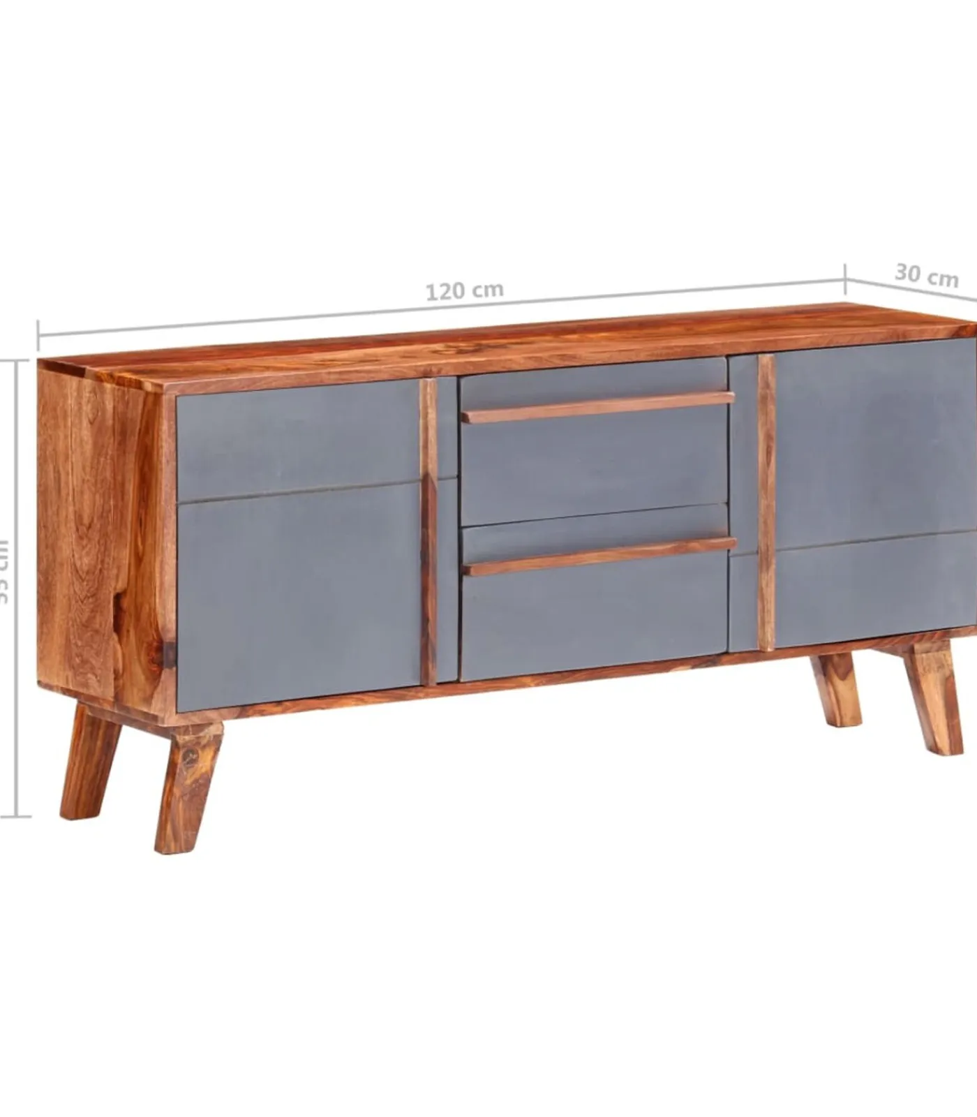 Online Dressoir 120x30x55 cm massief hout grijs Meubels