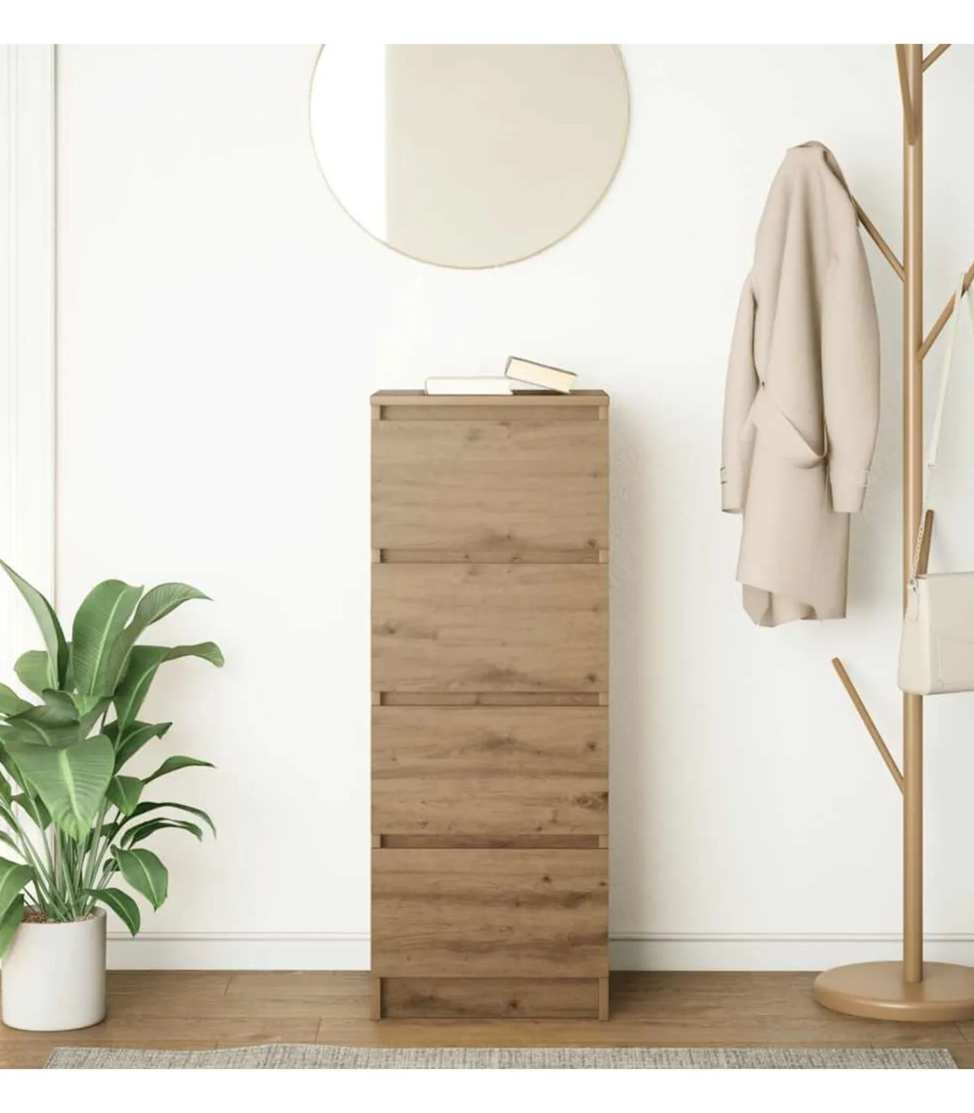 New Dressoir 37,5x35x99 cm spaanplaat ambachtelijk eikenkleurig Meubels