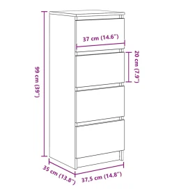 New Dressoir 37,5x35x99 cm spaanplaat ambachtelijk eikenkleurig Meubels