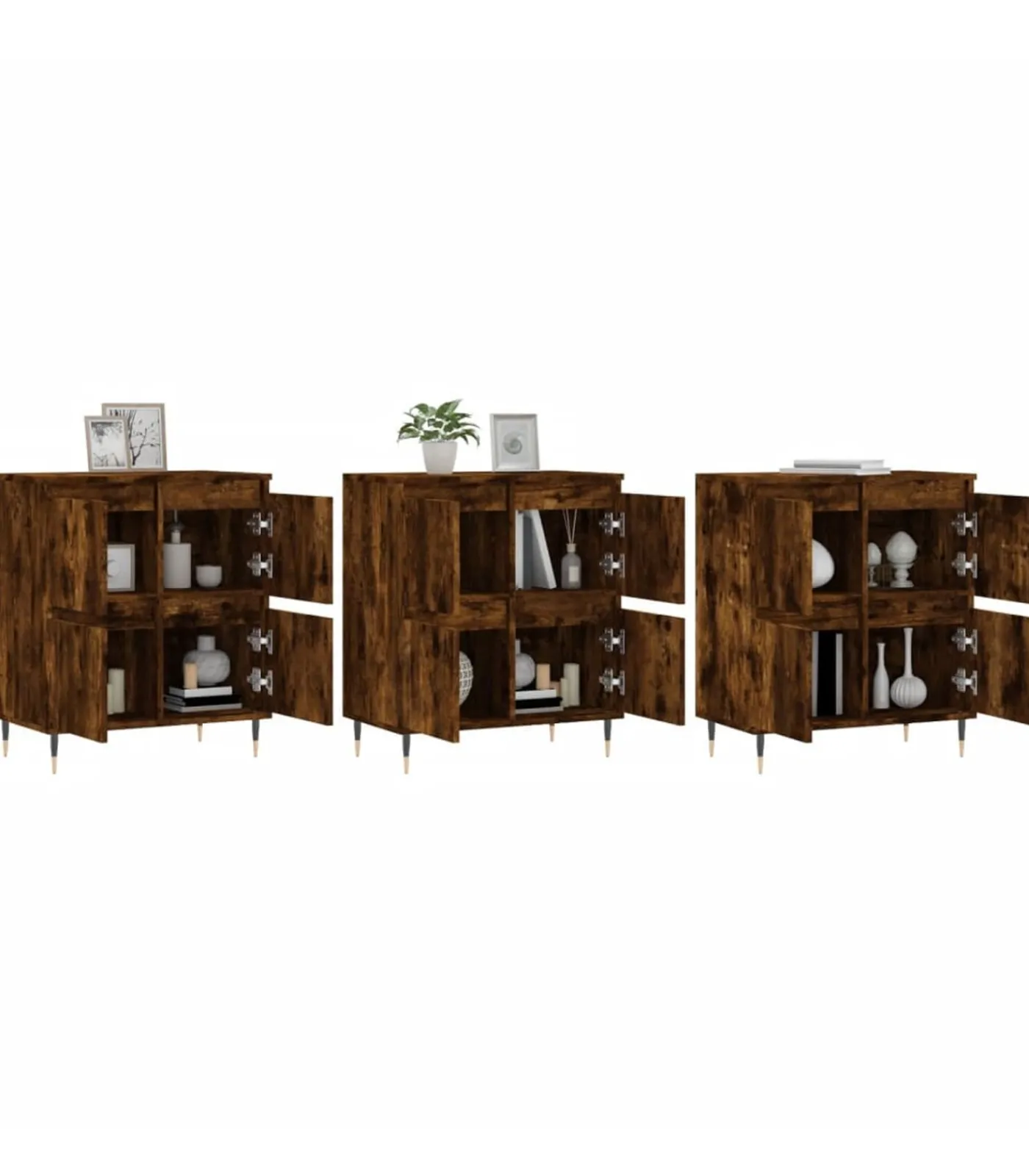 New Dressoirs 3 st bewerkt hout gerookt eikenkleurig Meubels