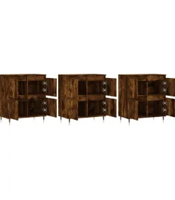 New Dressoirs 3 st bewerkt hout gerookt eikenkleurig Meubels