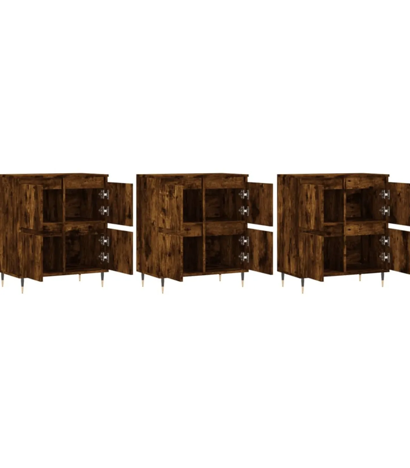 New Dressoirs 3 st bewerkt hout gerookt eikenkleurig Meubels