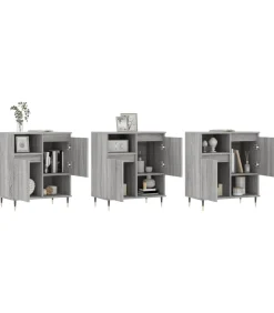 Clearance Dressoirs 3 st bewerkt hout grijs sonoma eikenkleurig Meubels