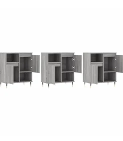 Clearance Dressoirs 3 st bewerkt hout grijs sonoma eikenkleurig Meubels