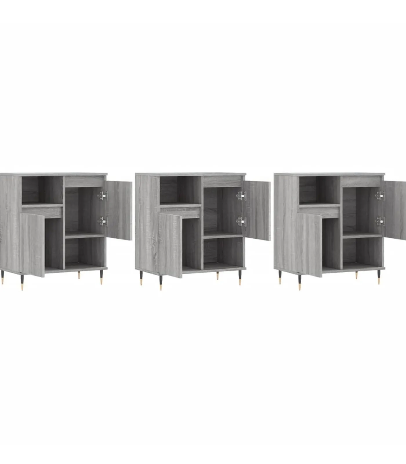 Clearance Dressoirs 3 st bewerkt hout grijs sonoma eikenkleurig Meubels