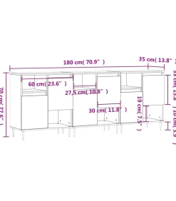 Clearance Dressoirs 3 st bewerkt hout grijs sonoma eikenkleurig Meubels