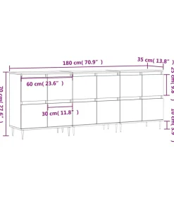 Hot Dressoirs 3 st bewerkt hout wit Meubels