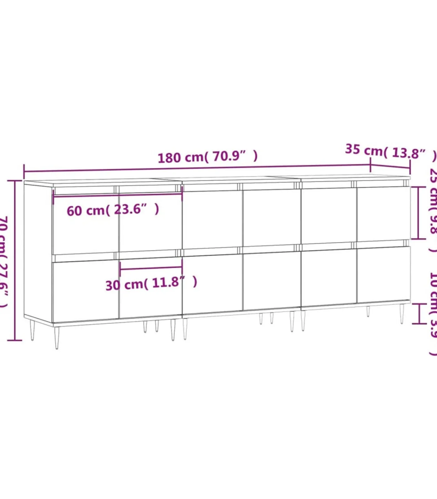 Hot Dressoirs 3 st bewerkt hout wit Meubels