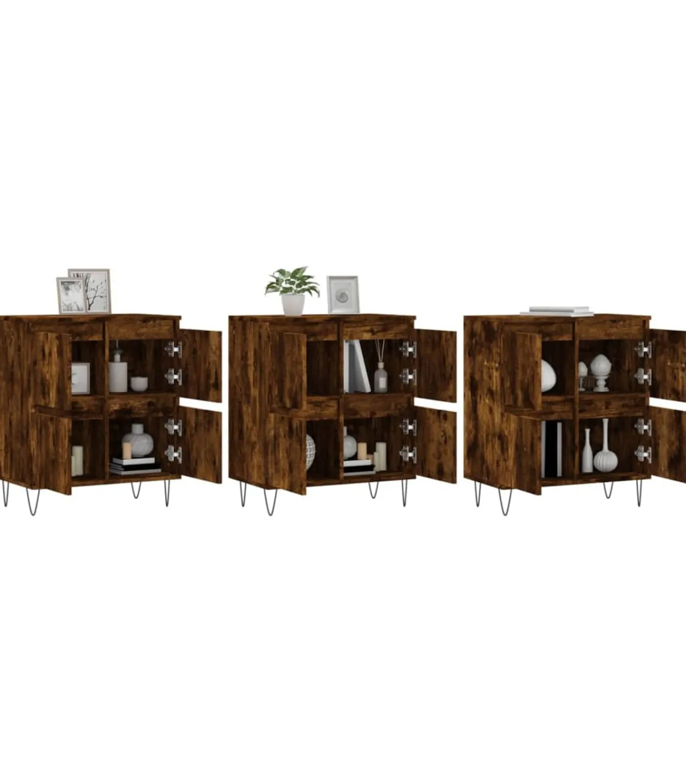 Online Dressoirs 3 st bewerkt hout gerookt eikenkleurig Meubels