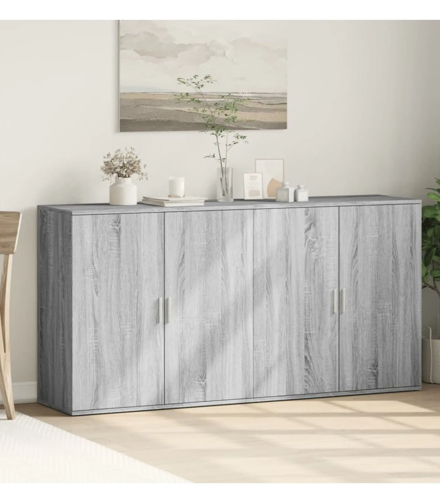 Online Dressoirs 2 st 79x38x80 cm bewerkt hout grijs sonoma eikenkleur Meubels