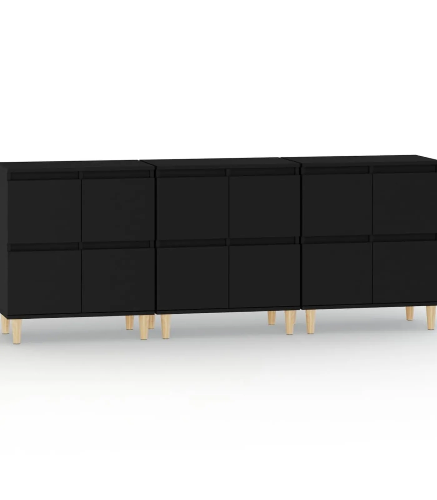 Outlet Dressoirs 3 st 60x35x70 cm bewerkt hout zwart Meubels