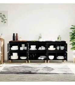 Outlet Dressoirs 3 st 60x35x70 cm bewerkt hout zwart Meubels