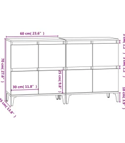 Best Dressoirs 2 st 60x35x70 cm bewerkt hout betongrijs Meubels