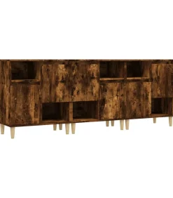 Discount Dressoirs 3 st 60x35x70 cm bewerkt hout gerookt eikenkleurig Meubels