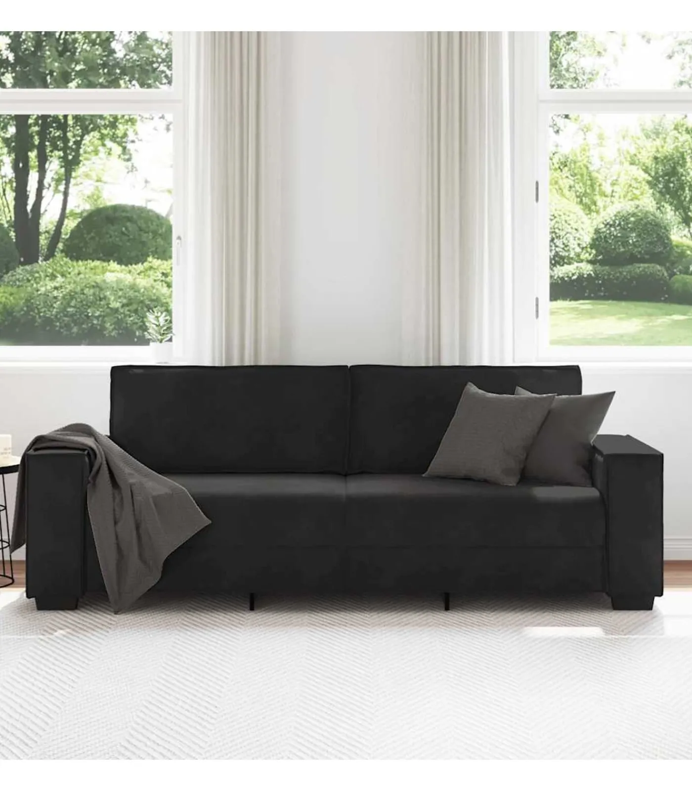 Discount Driezitsbank 180 cm fluweel zwart Zetels