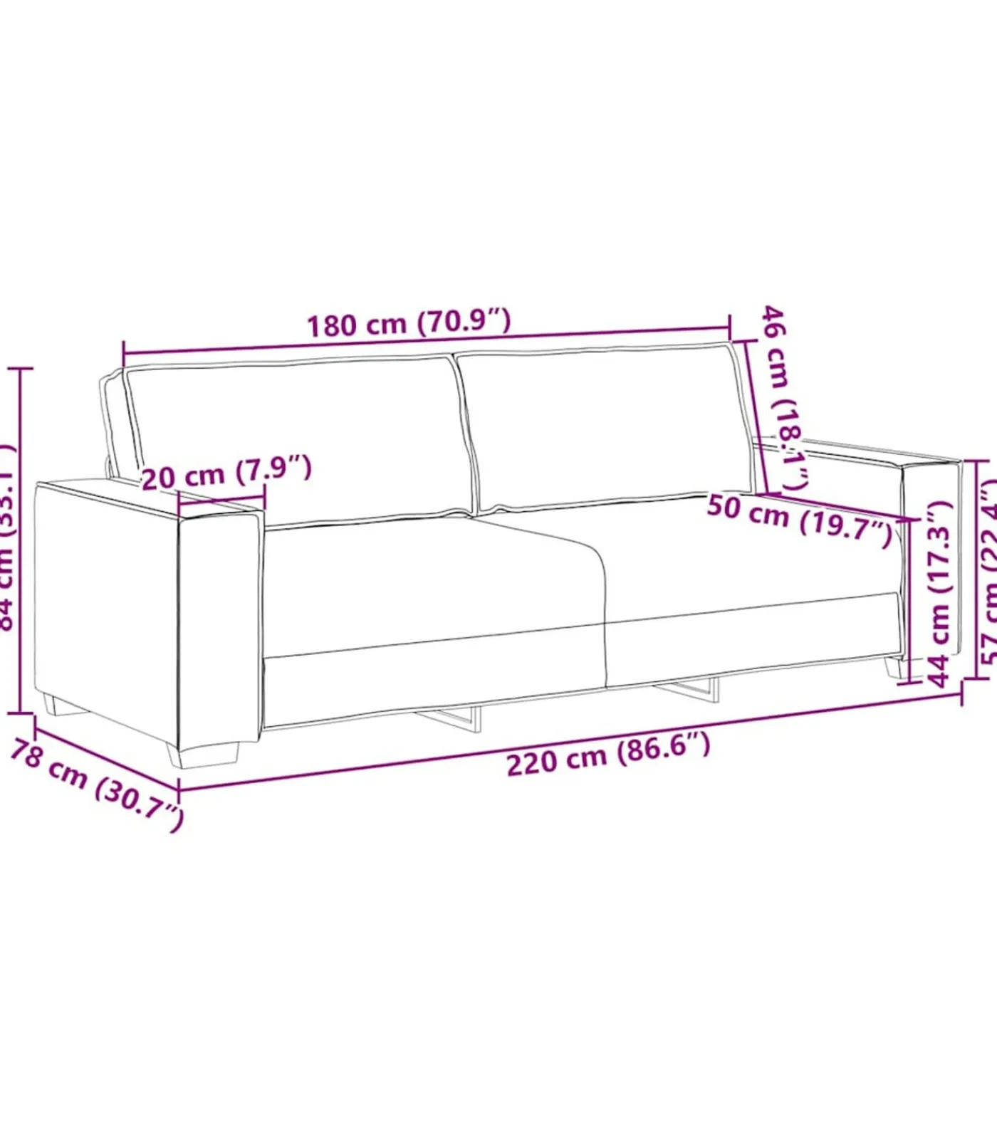 Discount Driezitsbank 180 cm fluweel zwart Zetels