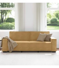 Hot Driezitsbank 180 cm fluweel bruin Zetels