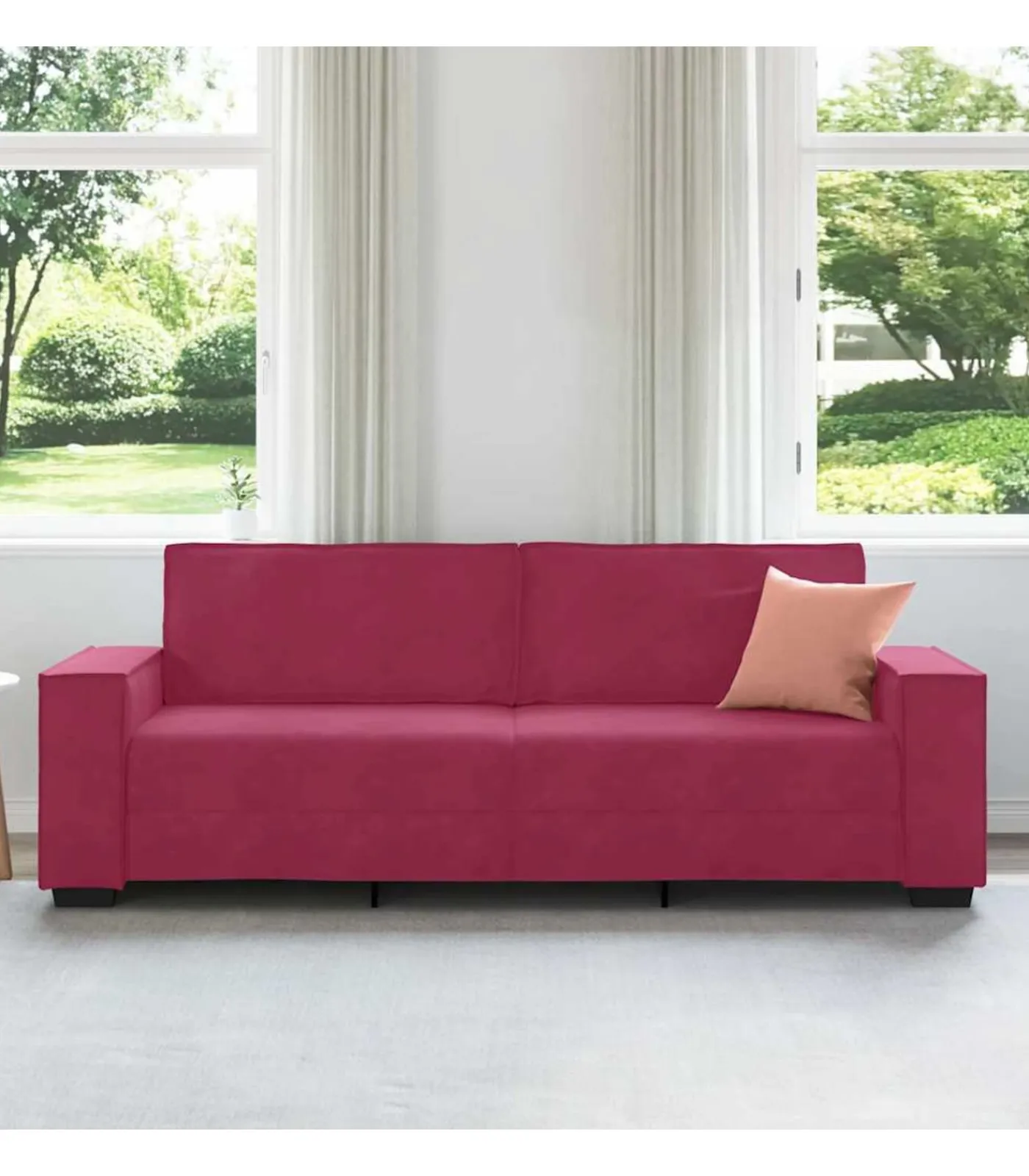 Online Driezitsbank 180 cm fluweel wijnrood Zetels