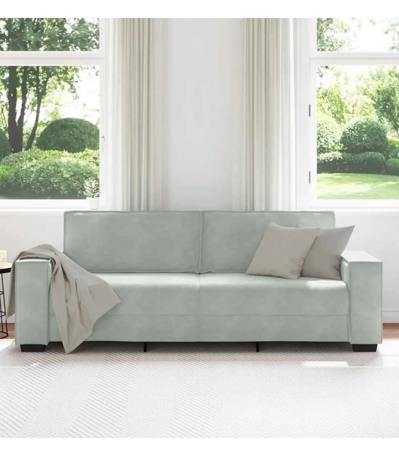 Clearance Driezitsbank 180 cm fluweel lichtgrijs Zetels