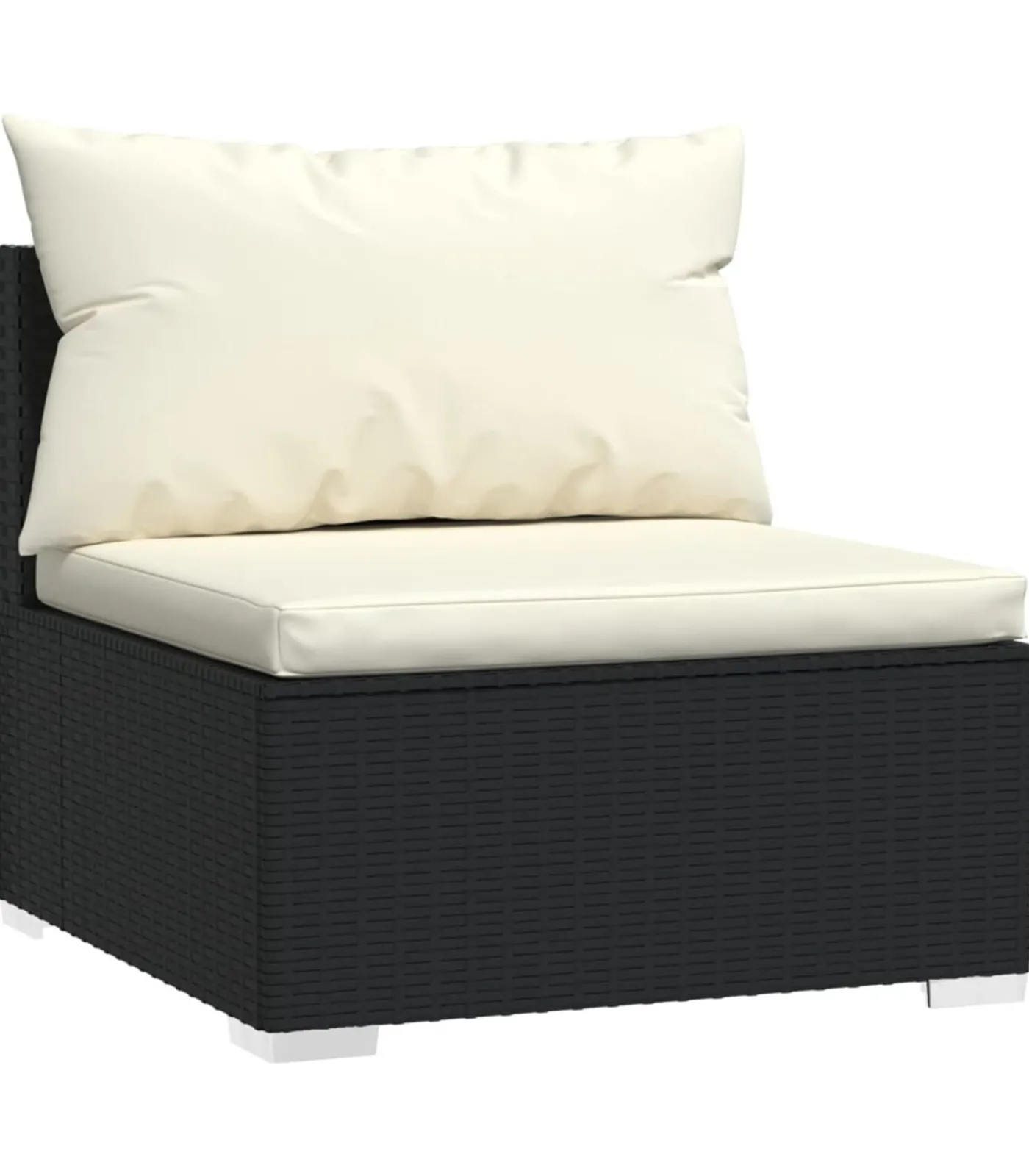 New Driezitsbank met kussens poly rattan zwart Tuinmeubelen