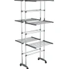Droogrek 3-laags met wieltjes 60x70x129 cm zilverkleurig Wassen & Strijken