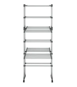 Droogrek 3-laags met wieltjes 60x70x129 cm zilverkleurig Wassen & Strijken