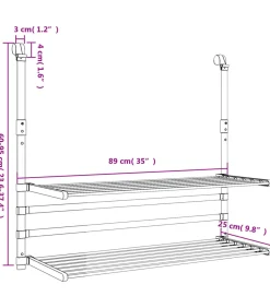 Online Droogrek voor balkon 89x25x(60-95) cm aluminium Wassen & Strijken