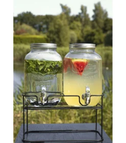 Hot Dubbele Drankdispenser - met houder - 2 x 4 liter Glazen & Karaffen