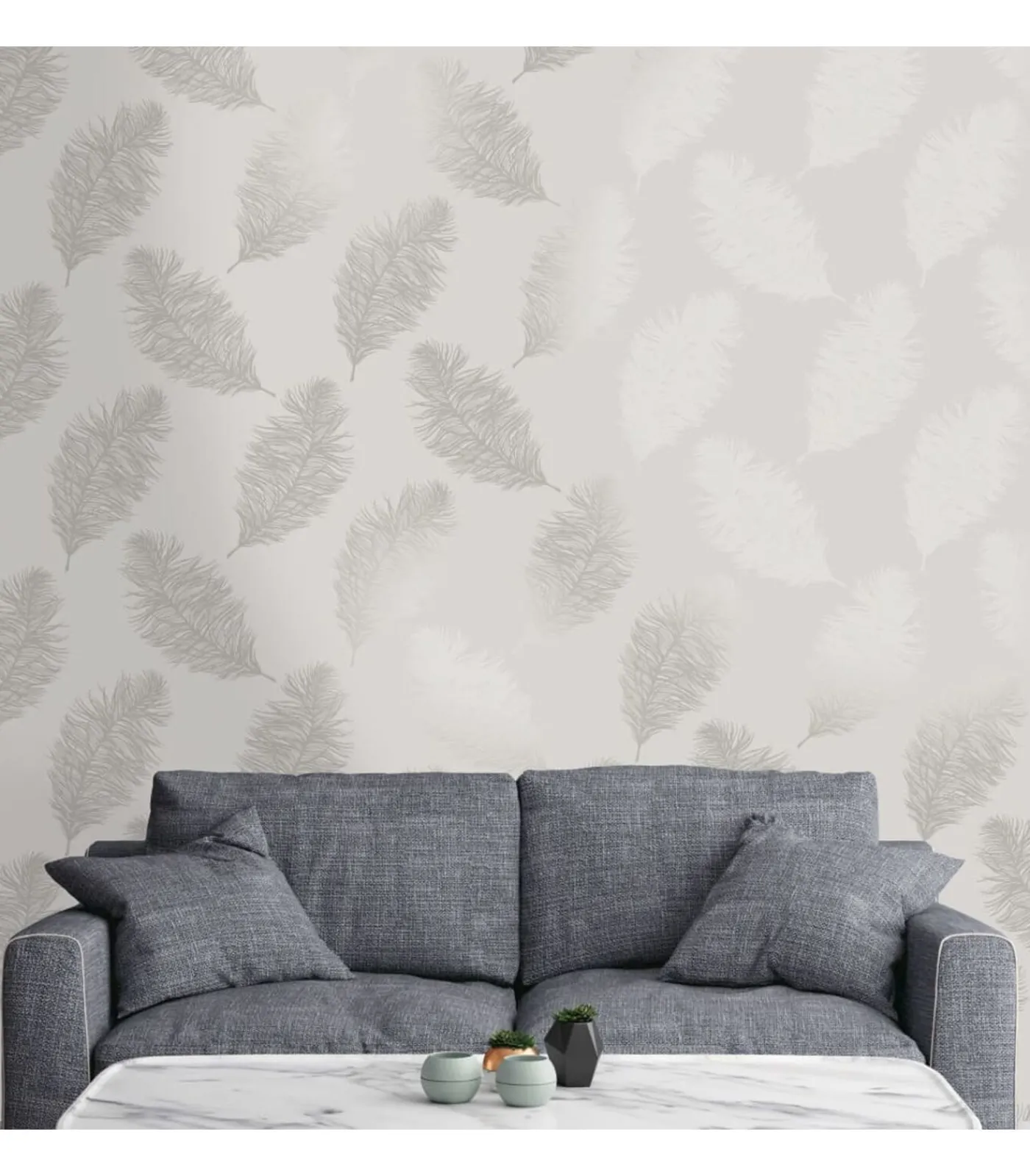 Clearance Behang Fawning Feather lichtgrijs Decoratie