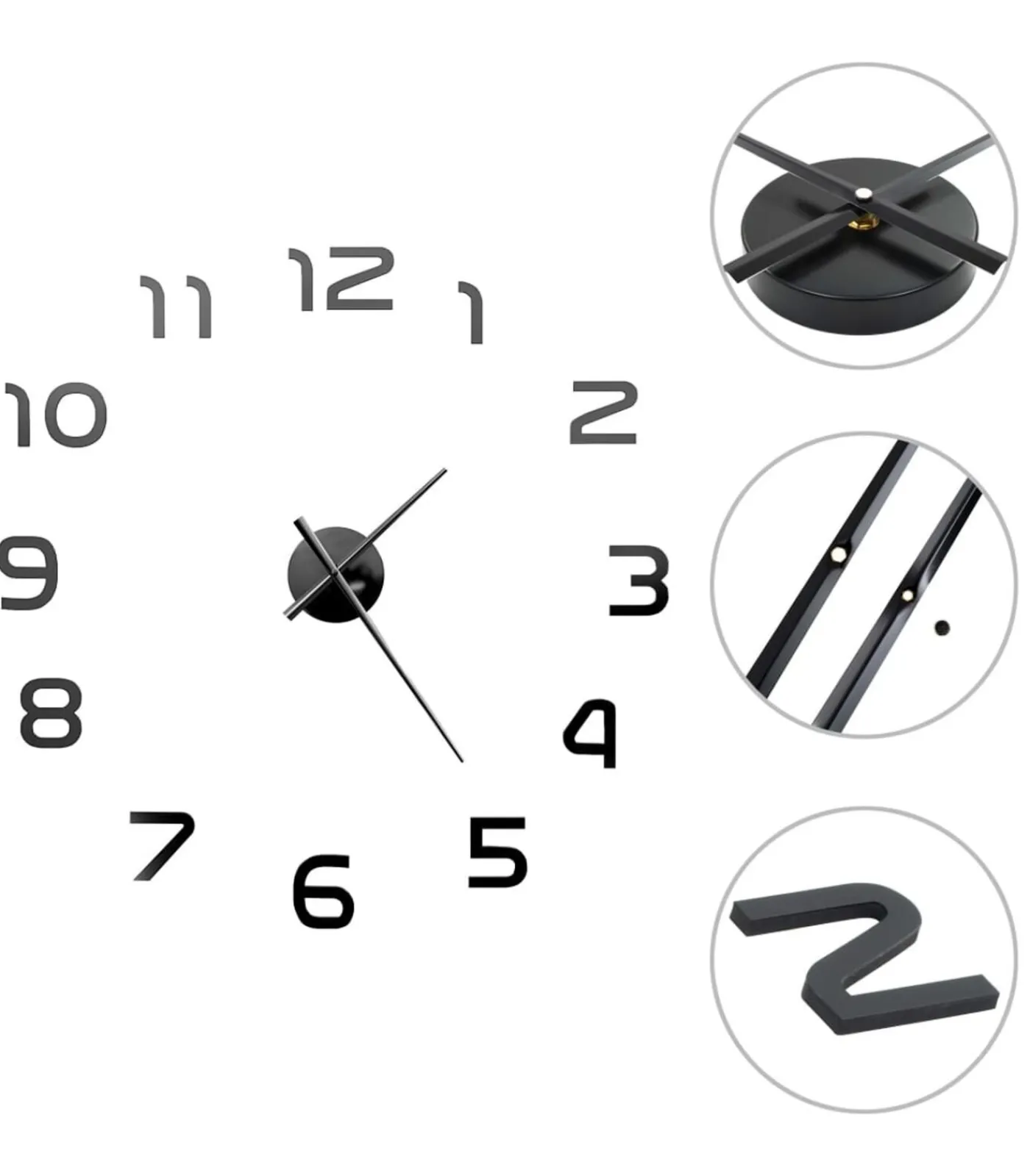 Online 3D-wandklok 100 cm XXL modern zwart Klokken