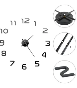 Online 3D-wandklok 100 cm XXL modern zwart Klokken