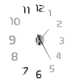 Sale 3D-wandklok 100 cm XXL modern zilverkleurig Klokken