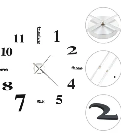 Hot 3D-wandklok 100 cm XXL modern zwart Klokken