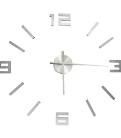 New 3D-wandklok modern XXL 100 cm zilverkleurig Klokken