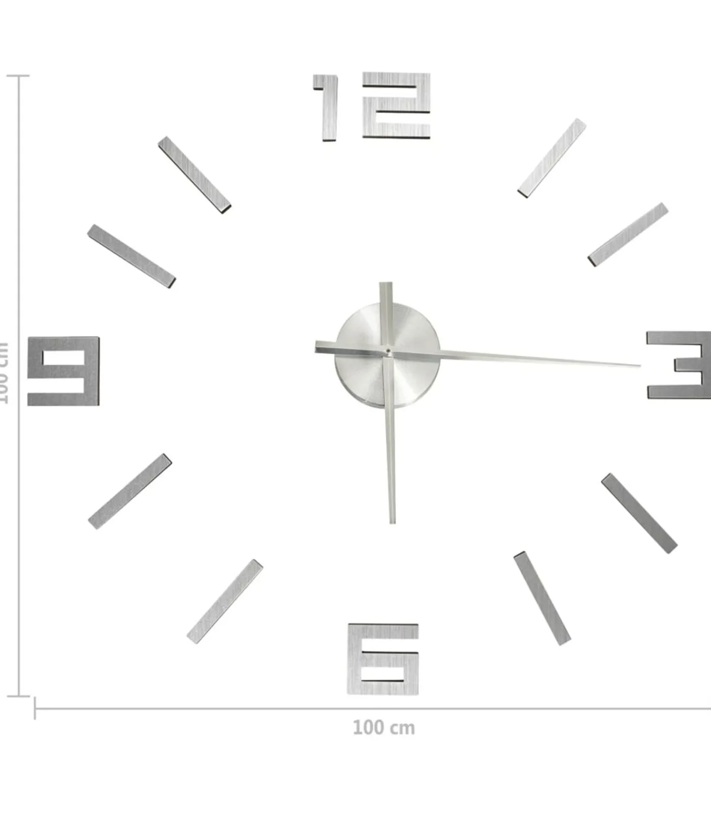 New 3D-wandklok modern XXL 100 cm zilverkleurig Klokken