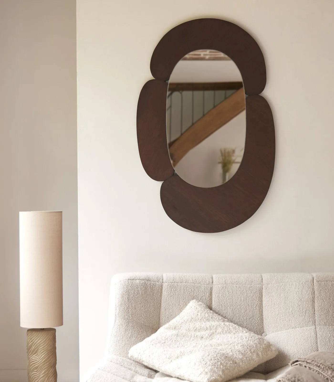 Outlet Eda - Ovale spiegel in donker mindihout 75 x 115 cm Spiegels