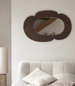 Outlet Eda - Ovale spiegel in donker mindihout 115 x 75 cm Spiegels