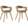 Hot Eetkamerstoel 2 st gebogen hout en stof lichtgrijs Stoelen