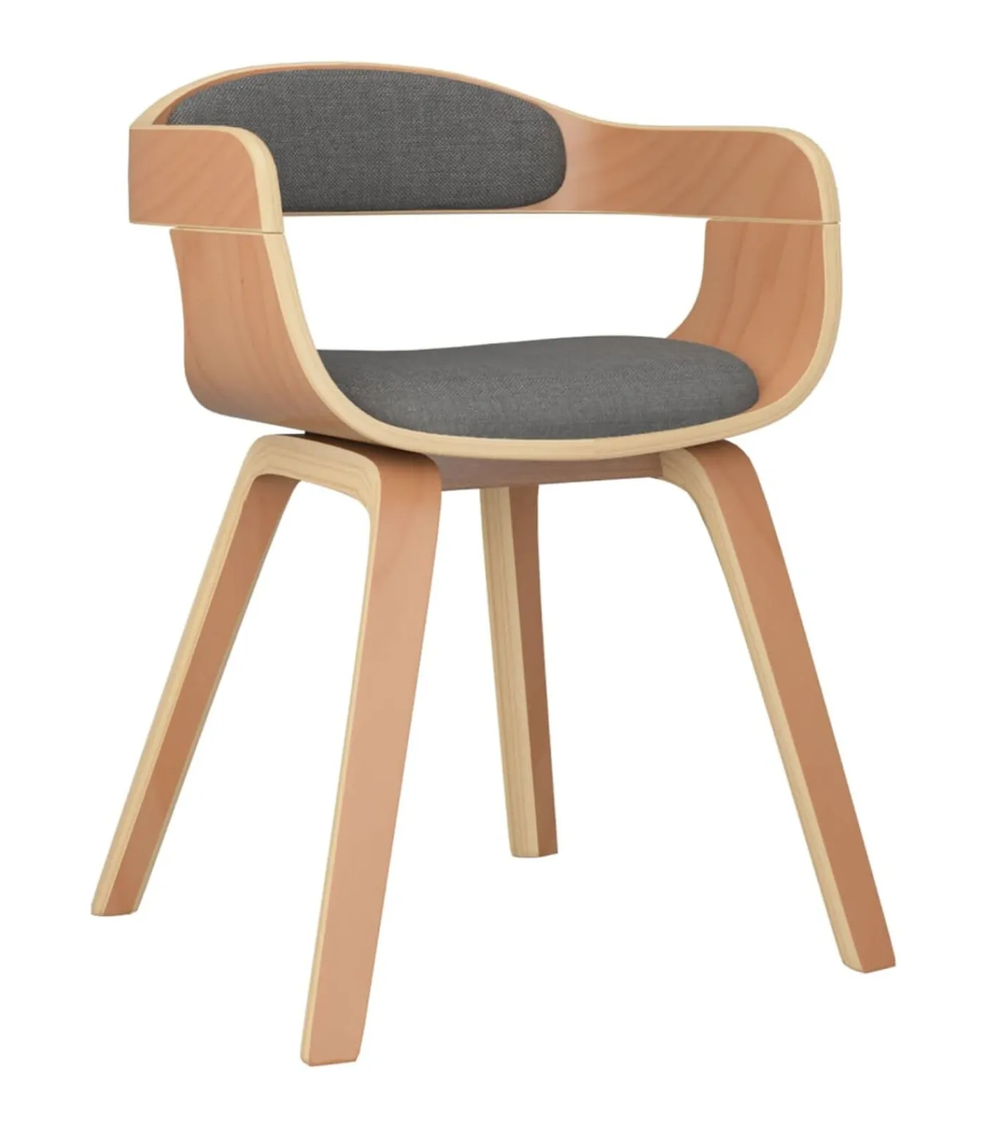 Hot Eetkamerstoel 2 st gebogen hout en stof lichtgrijs Stoelen