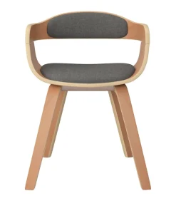 Hot Eetkamerstoel 2 st gebogen hout en stof lichtgrijs Stoelen