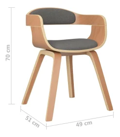 Hot Eetkamerstoel 2 st gebogen hout en stof lichtgrijs Stoelen