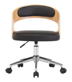 Discount Eetkamerstoel draaibaar gebogen hout en kunstleer zwart Stoelen