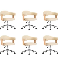 Sale Eetkamerstoelen 6 st draaibaar 6 st kunstleer crèmekleurig Stoelen