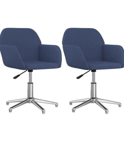 Online Eetkamerstoelen 2 st draaibaar stof blauw Stoelen