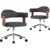 Clearance Eetkamerstoelen 2 st draaibaar gebogen hout en stof grijs Stoelen