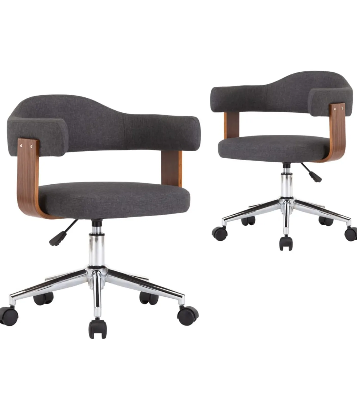 Clearance Eetkamerstoelen 2 st draaibaar gebogen hout en stof grijs Stoelen